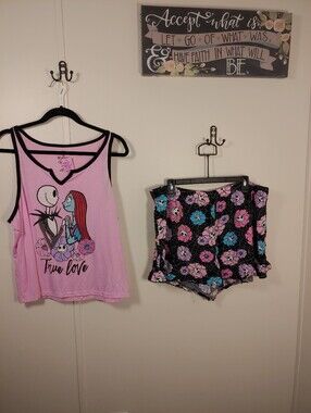 The Nightmare Before Christmas 2X 18-20 Tank Top With Matching shorts Night Set